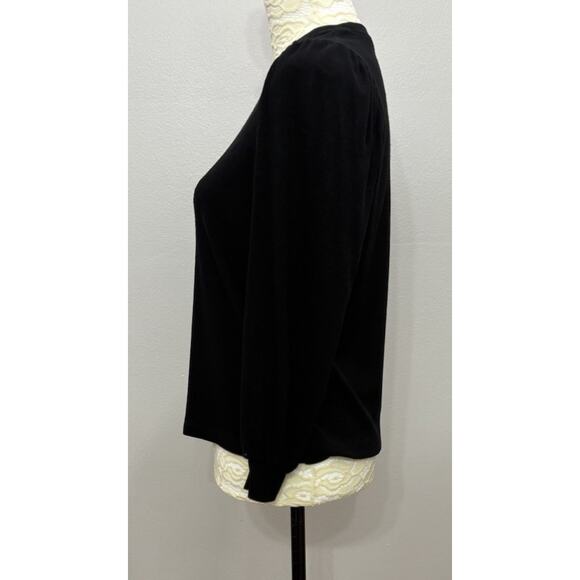 Marine Layer Womens Small Lexi Ribbed Puff Long Sleeve Black Top Sweater Preppy - Picture 2 of 9